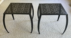 lot 23 image: Pair of Stylish Decorative Black Metal Side Tables