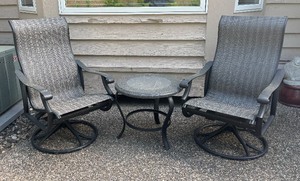 lot 28 image: Two Patio Chairs with Accent Table