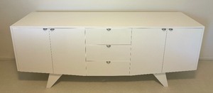 lot 4 image: White Modern Sideboard Cabinet with Drawers and Doors