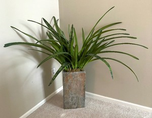 lot 44A image: Tall Decorative Artificial Plant in Stone-Style Planter, 43 Inches