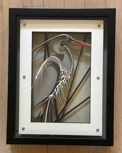 lot 36 image: Blue Heron Laser Art by Kate Whisler