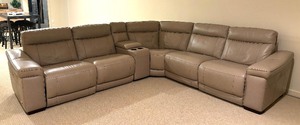 lot 1 image: Violino Leather Reclining Sectional Sofa