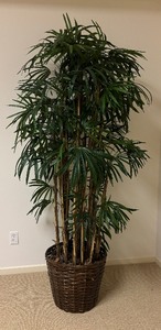lot 53A image: Artificial Tall Palm Plant in Wicker Basket, 80 Inches