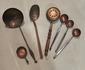 lot 107 image: Collection of Vintage Copper Utensils
