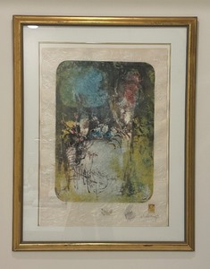 lot 15 image: A Propos De Fleurs Embossed Lithograph Print by Vietnamese French Artist Dang Lebadang