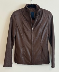 lot 134 image: Brown Leather Size Small Coat by Cole Haan