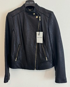 lot 137 image: New Black Leather Size Small Coat by Cole Haan