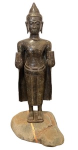 lot 3A image: Bronze Buddha Sculpture on Stone Base