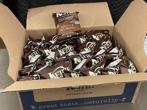 lot 1 image: Box of 24 Kettle Brand Sea Salt Potato Chips - 56g Each