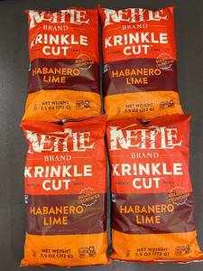 lot 17 image: Kettle Brand Krinkle Cut Habanero Lime Potato Chips - 4 Pack