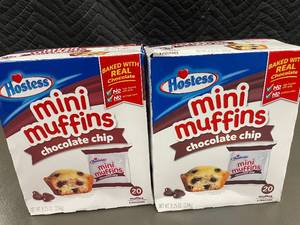 lot 46 image: 2 Boxes of Hostess Mini Muffins Chocolate Chip - 10 Pouches Total