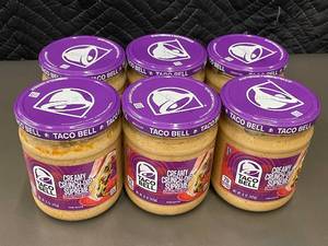 lot 248 image: Set of 6 Taco Bell Creamy Crunch-Dip Supreme Cravings Dips - 15 oz Jars