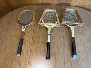 lot 6 image: Collection of 3 Vintage Wilson Tennis Rackets
