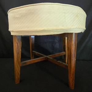 lot 9 image: Vintage Cream Upholstered Wooden Stool