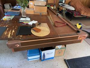 lot 93 image: Used Pool Table with Accessories including Balls and Cue