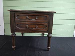 lot 168 image: Antique Wooden Side Table with Two Drawers