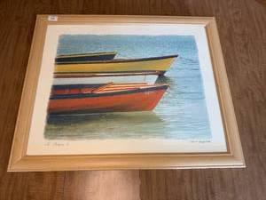 lot 194 image: Print by Grace Arentsen - Les Barques I - 26x31 Framed