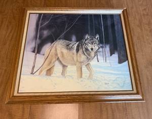 lot 196 image: Limited Edition Wolf Art Print by Ron Balaban, Framed