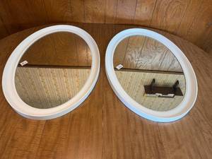 lot 197 image: Pair of Oval Wall Mirrors with White Frames