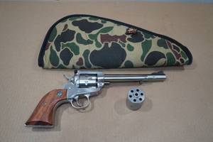 lot 40 image: Ruger New Model Single-Six .22 Cal Stainless Steel Revolver - LR and Mag Cylinders