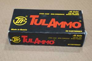 lot 156 image: 50 TulAmmo .45 Auto 230 Gr FMJ Steel Case Ammo