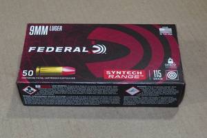 lot 169 image: 50 Federal Syntech Range 9mm Luger 115 Gr TSJ Ammo