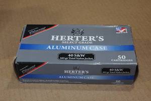 lot 173 image: 50 Herters .40 S&W 165 Gr TNJ Aluminum Case Ammo