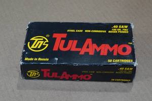 lot 177 image: 50 TulAmmo .40 S&W 180 Gr FMJ Steel Case Ammo