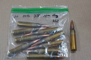 lot 201 image: 10 Sellier & Bellot .338 Lapua Mag HP Ammo