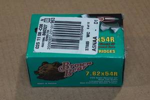 lot 205 image: 20 Brown Bear 7.62 x 54R 203 Gr SP BT Steel Case Ammo