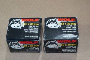 lot 207 image: 40 Wolf 7.62 x 39mm 122 Gr HP Steel Case Ammo