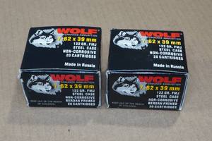 lot 210 image: 40 Wolf 7.62 x 39mm 122 Gr FMJ Steel Case Ammo