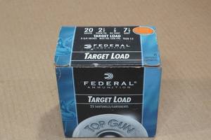 lot 225 image: 25 Federal Top Gun 20 Gauge 2-34 7-12 Shot Shotshells