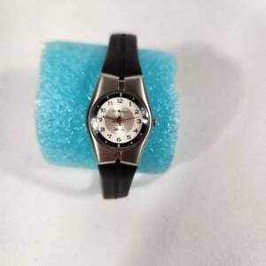lot 8 image: Womans Armitron Wrist Watch Silver With Black Band WR-165 Japan Movement Stainless Steel Back Running