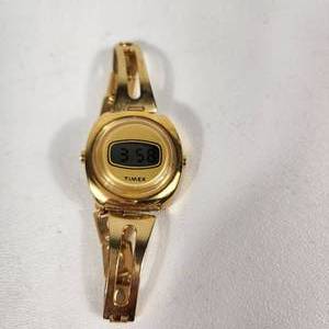 lot 11 image: Womans Timex Gold Digital Wrist Watch Stainless Steel Back Great Condition Running