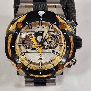 lot 41 image: NEW Mens INVICTA NHL Bolt Oversize 60mm Wrist Watch BlackYellowSilver Model #42116