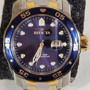 Men's NEW INVICTA Silver/Gold Blue Face Wrist Watch MRSP $995 Model #39089