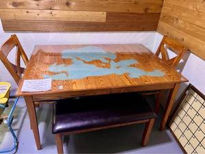 AMAZING Oak Table with Epoxy Inlay of Lake Sylvia, Annandale MN