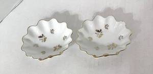 lot 97 image: Pair of Vintage Lenwille China Butterfly Nut Dishes