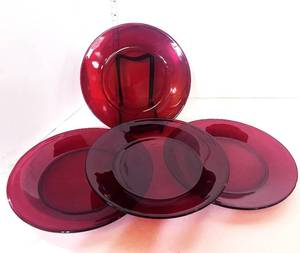 Vintage Depression Ruby Red Dinner Plates