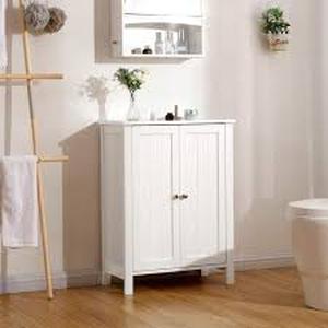 Nestfair 23.6 in. W Bathroom Floor Storage Cabinet with Adjustable Shelf in White Customer Returns See Pictures