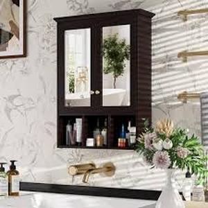 lot 28 image: VEIKOUS 23.6 in. W x 7.5 in. D x 30.4 in. H Oversized Bathroom Storage Wall Cabinet in Espresso  Customer Returns See Pictures
