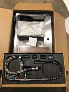 lot 3 image: Glacier Bay 33 in. Drop-In Single Bowl 18-Gauge Stainless Steel Workstation Kitchen Sink with Waterfall and Pull-Down Faucet Damaged  Customer Returns See Pictures