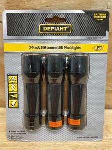lot 64 image: Defiant 3-Pack 100 Lumen LED Flashlights