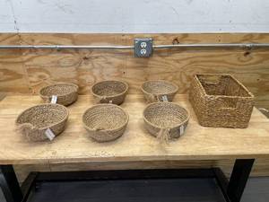 lot 96 image: Lot of Woven Baskets and One Wicker Basket