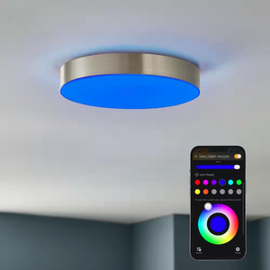 lot 71 image: Lakeshore Smart 13 in. LED Color Changing Flush Mount Matte Black Hampton Bay