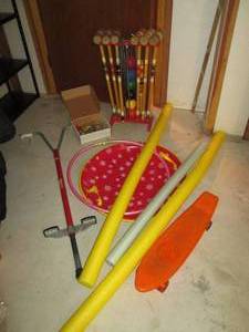 lot 293 image: Vintage Wood Croquet game with tack...