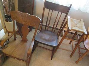lot 10 image: Vintage Wood rocking chairs plus Vi...