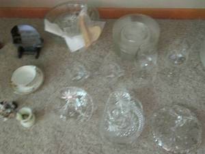 lot 13 image: Beautiful cut glass serving pieces,...