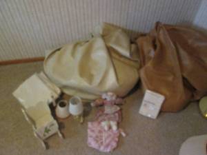 lot 43 image: Vintage bean bag chairs, table lamp...